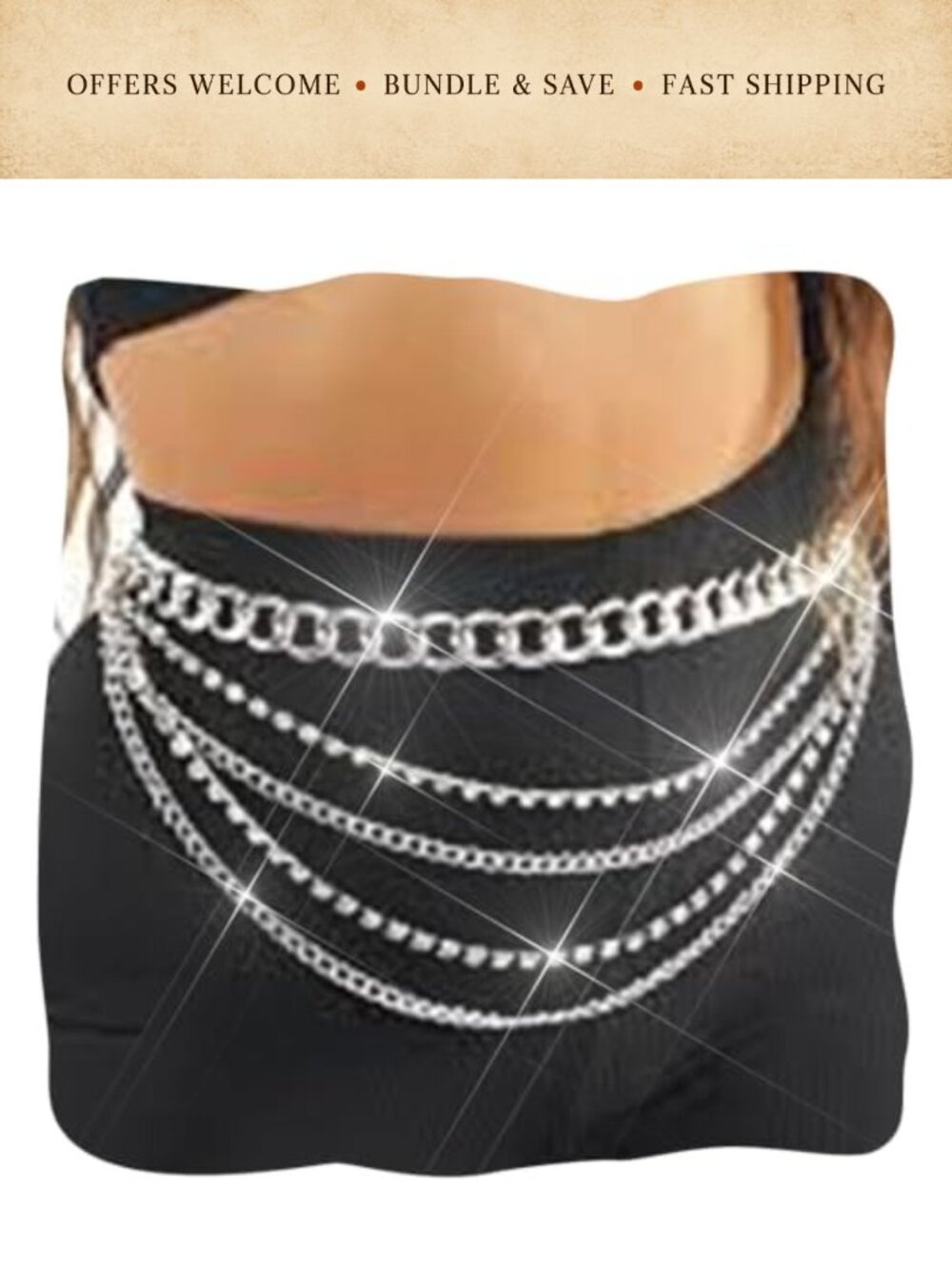 Multilayer Waist Chain Belly Chain Rhinestone Body Jewelry Adjustable for Women